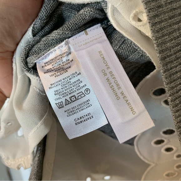 NWT Loft Light Weight Sweater with Eyelet Lace Detail at Bottom - Picture 6 of 7